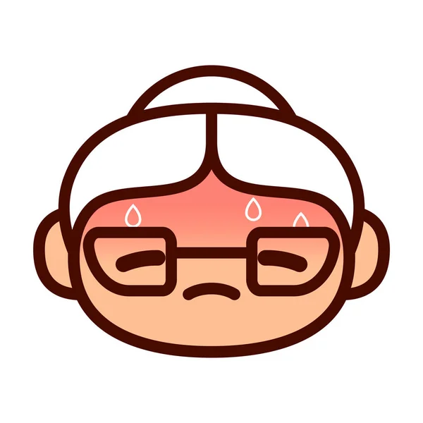 Dessin animé mignon Emoji tête de personnage transpiration — Image vectorielle