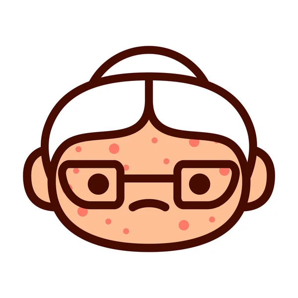 Personagem bonito de Emoji dos desenhos animados com varíola de frango — Vetor de Stock