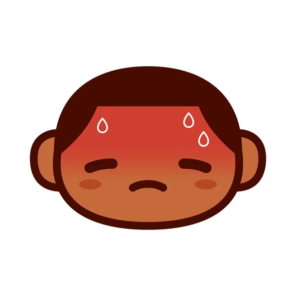 Cartoon cute emoji karakter hoofd zweten — Stockvector