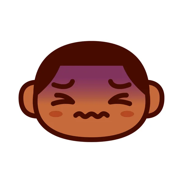 Personaje Emoji lindo de dibujos animados con dolor de cabeza — Archivo Imágenes Vectoriales
