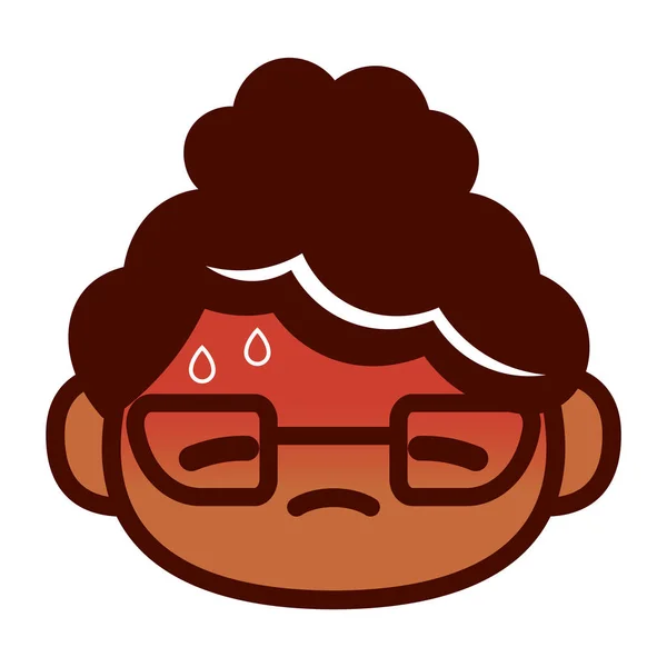 Cartone animato Carino Emoji personaggio testa sudorazione — Vettoriale Stock