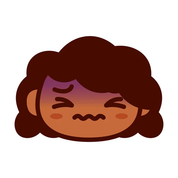 Cartone animato Carino personaggio Emoji con mal di testa — Vettoriale Stock