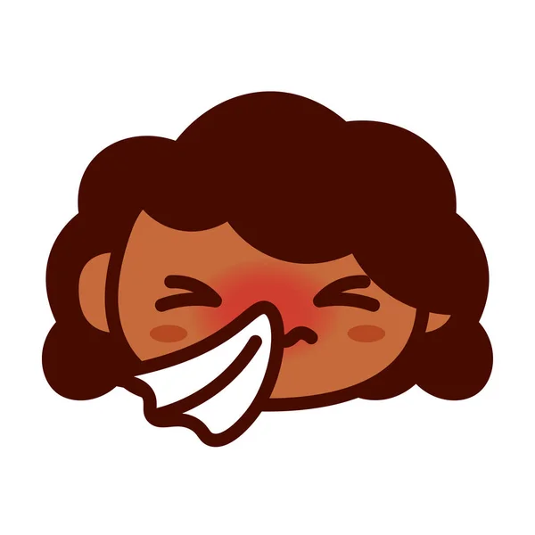 Cartone animato carino malato Emoji personaggio con tessuto — Vettoriale Stock