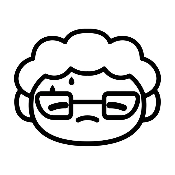 Desenhos animados bonito Emoji personagem cabeça suor — Vetor de Stock