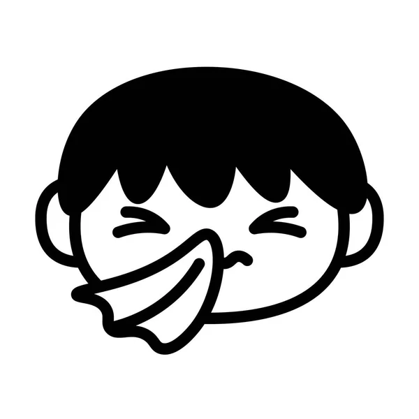 Kreskówka słodkie chory emoji charakter z tkanek — Wektor stockowy