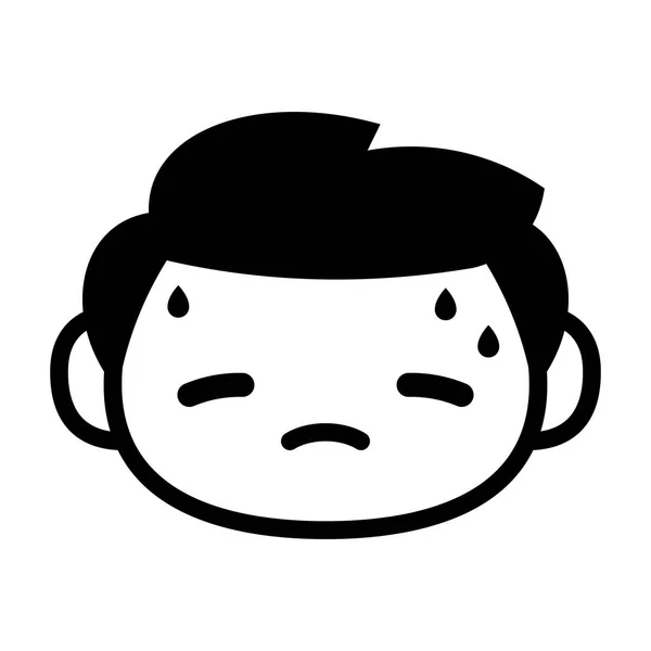 Cartoon Cute Emoji Character Head Sweating - Stok Vektor