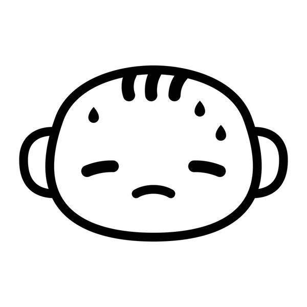 Dessin animé mignon Emoji tête de personnage transpiration — Image vectorielle