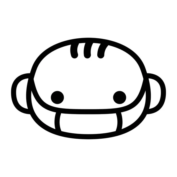 Tecknad söt Emoji karaktär med medicinsk mask — Stock vektor