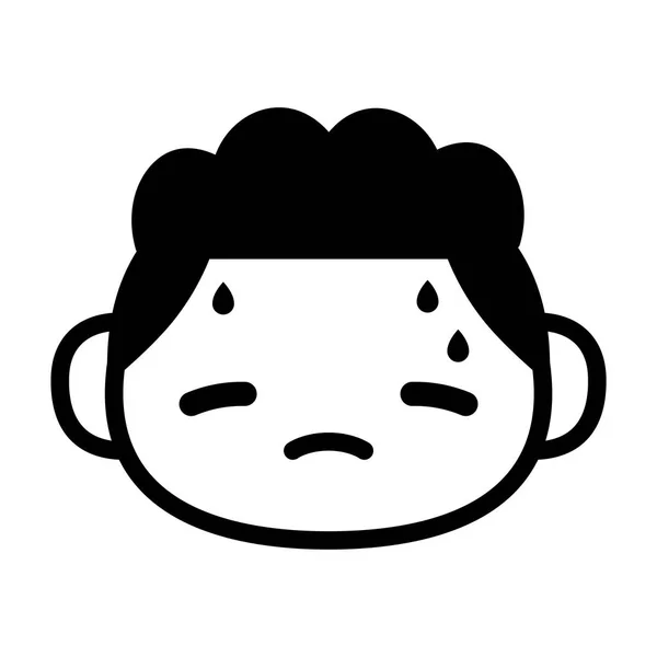 Dessin animé mignon Emoji tête de personnage transpiration — Image vectorielle