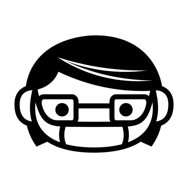 Tecknad söt Emoji karaktär med medicinsk mask — Stock vektor
