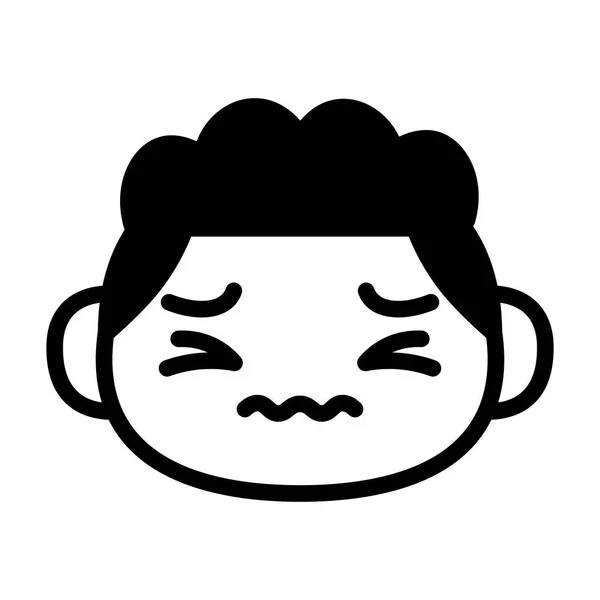 Caractère émoji mignon de bande dessinée avec mal de tête — Image vectorielle