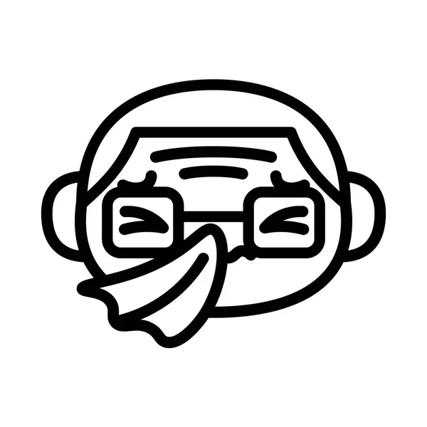 Καρτούν χαριτωμένο άρρωστο χαρακτήρα emoji με τον ιστό — Διανυσματικό Αρχείο