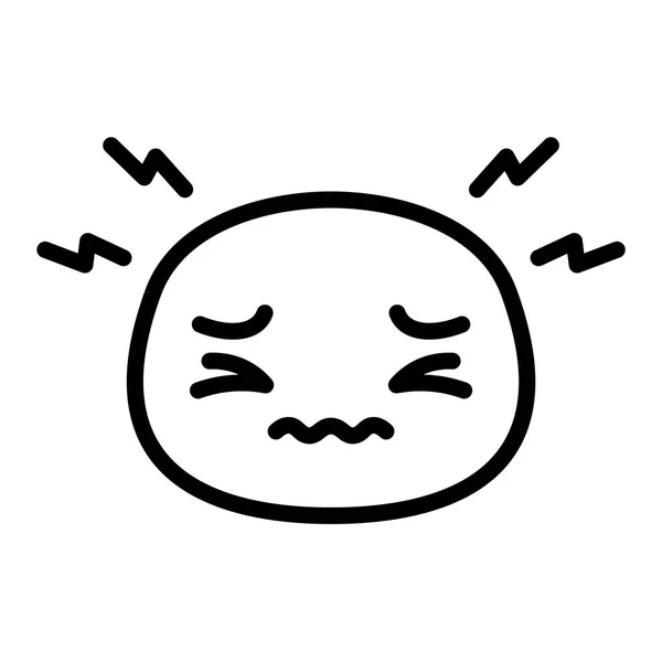 Personagem bonito de Emoji dos desenhos animados com dor de cabeça — Vetor de Stock