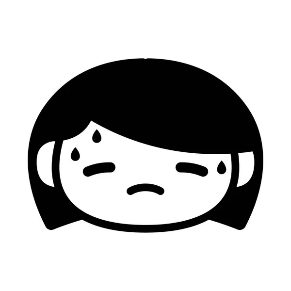 Cartone animato Carino Emoji personaggio testa sudorazione — Vettoriale Stock