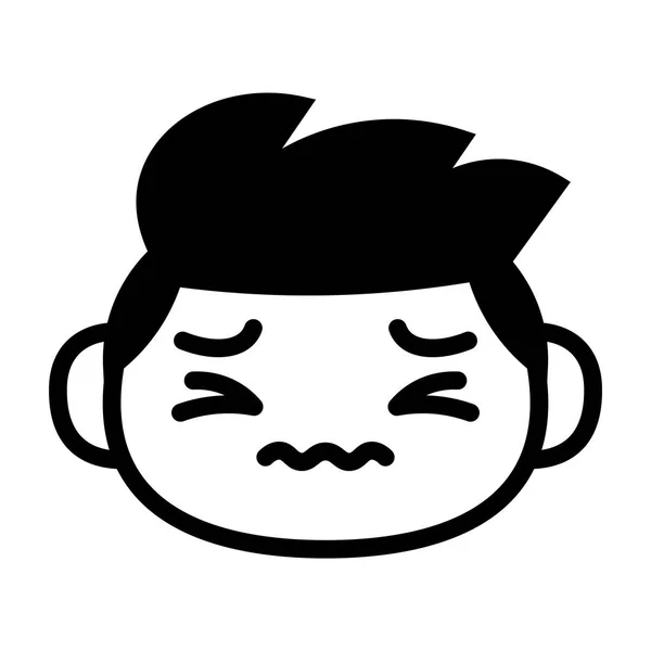 Personaje Emoji lindo de dibujos animados con dolor de cabeza — Vector de stock