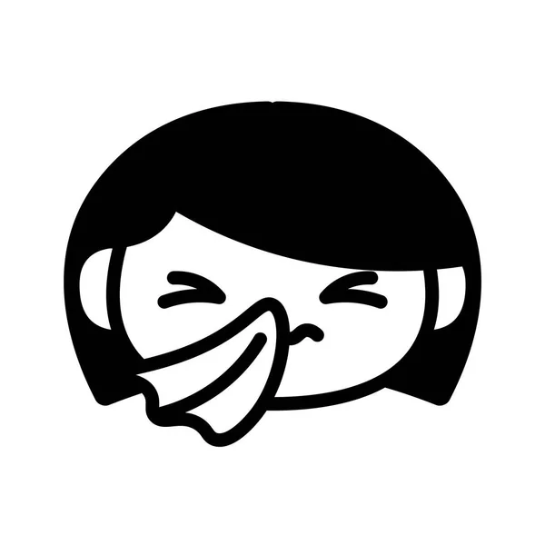 Cartoon cute zieke emoji karakter met weefsel — Stockvector