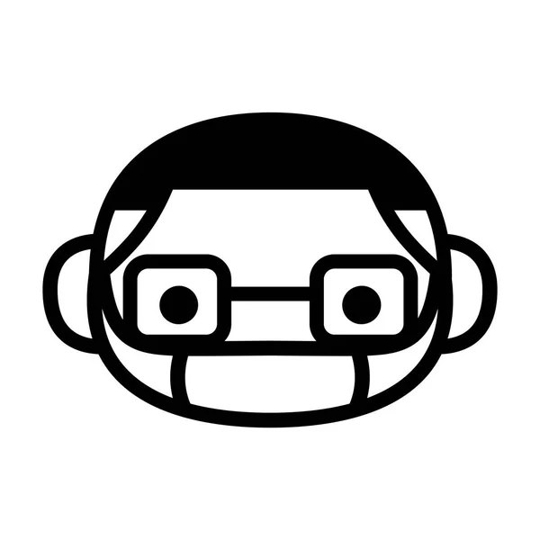 Caractère Emoji mignon de bande dessinée avec masque médical — Image vectorielle