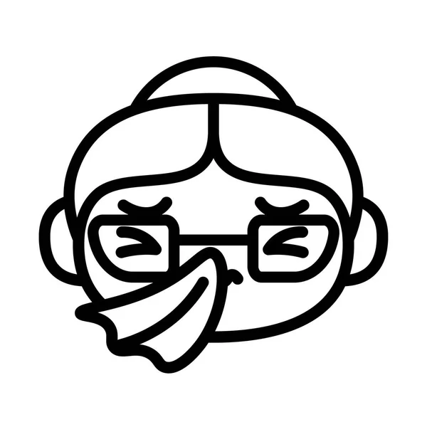 Cartoon niedliche kranke Emoji-Figur mit Gewebe — Stockvektor
