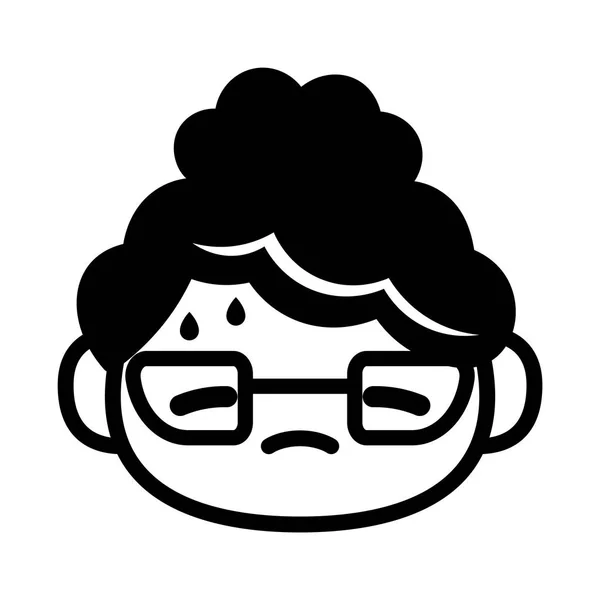 Tecknad söt Emoji karaktär Head svettning — Stock vektor