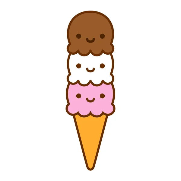 Icona del gelato carino del fumetto isolato su sfondo bianco — Vettoriale Stock
