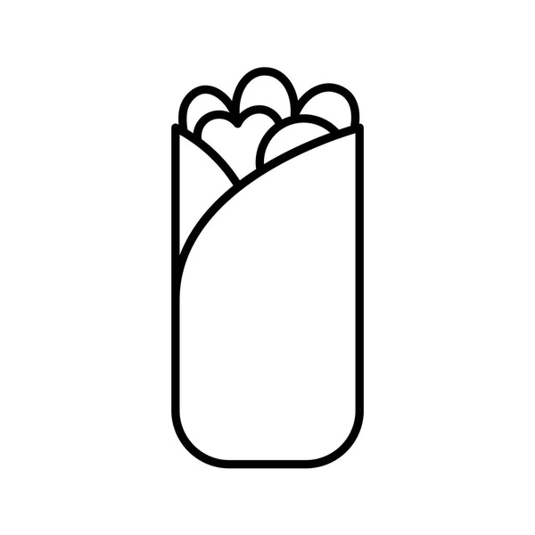 흰색 배경에 고립 된 만화 부리토 아이콘 — 스톡 벡터