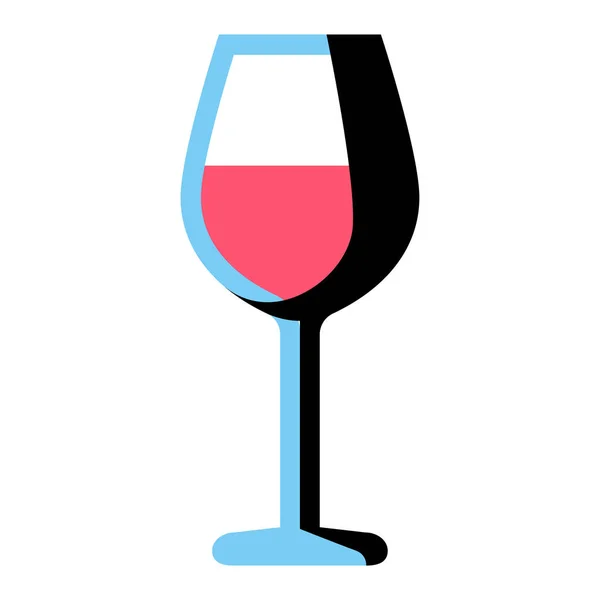 Icône de verre de vin de bande dessinée isolé sur fond blanc — Image vectorielle