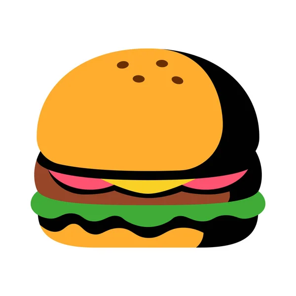 Karikatür Burger simgesi beyaz arka planda Izole — Stok Vektör