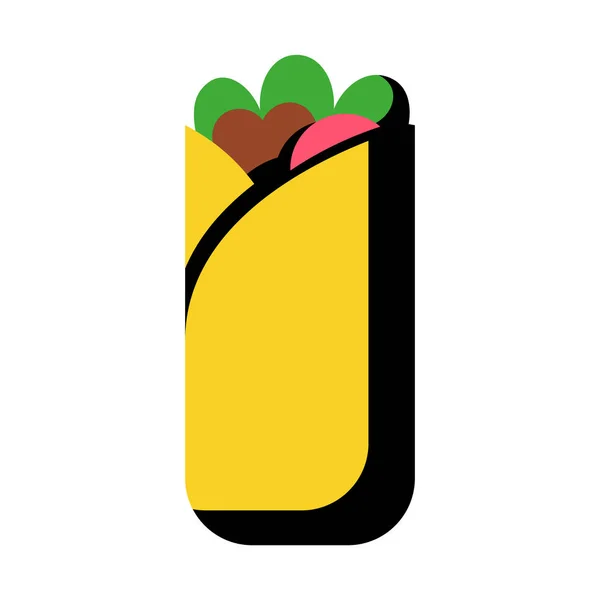 Icona Burrito cartone animato isolato su sfondo bianco — Vettoriale Stock