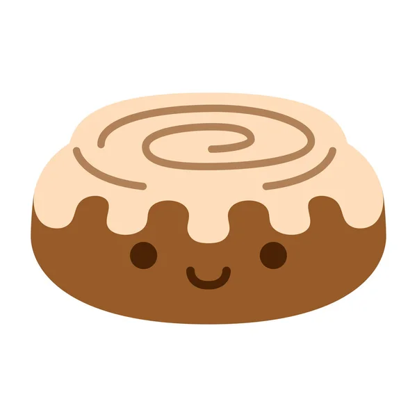 Kartun Cinnamon Roll Icon Terisolasi di Latar Belakang Putih - Stok Vektor