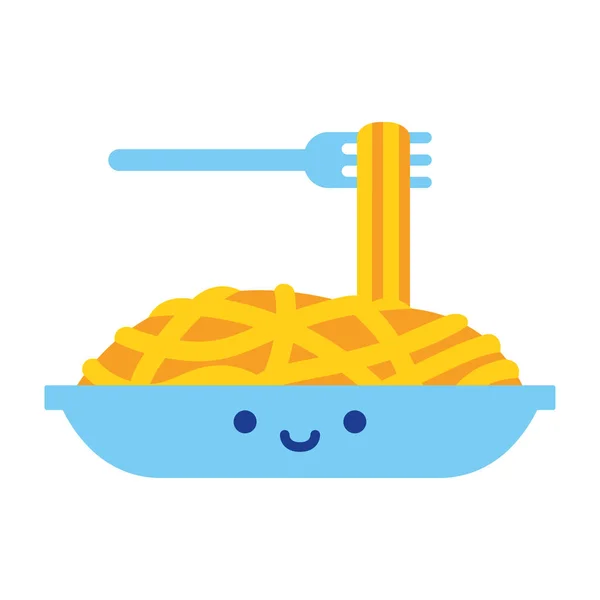 Cartoon niedliche Spaghetti-Symbol isoliert auf weißem Hintergrund — Stockvektor