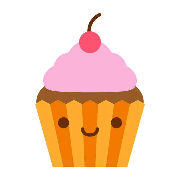 Cartoon Cupcake Icon izolat pe fundal alb — Vector de stoc