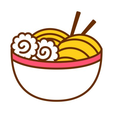 Karikatür ramen Bowl Icon beyaz arka planda Izole