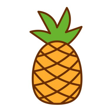 Karikatür ananas simgesi beyaz arka planda Izole