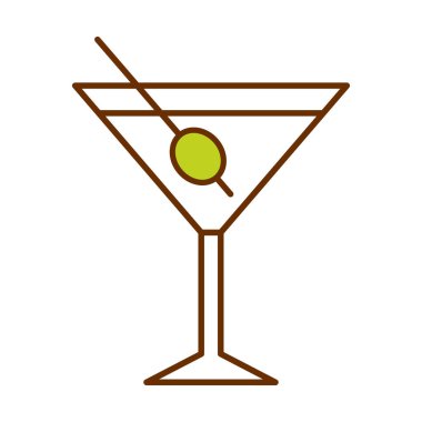 Karikatür sevimli martini cam simge beyaz arka planda Izole