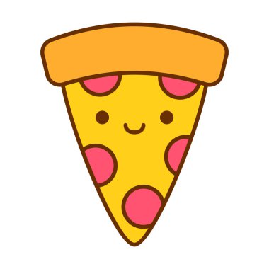 Karikatür sevimli pizza beyaz arka planda Izole