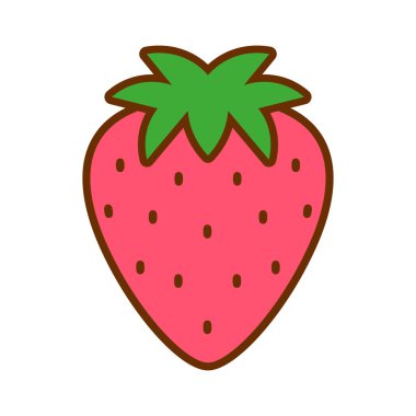 Çizgi film sevimli çilek simgesi üzerinde Izole beyaz Backgroundl