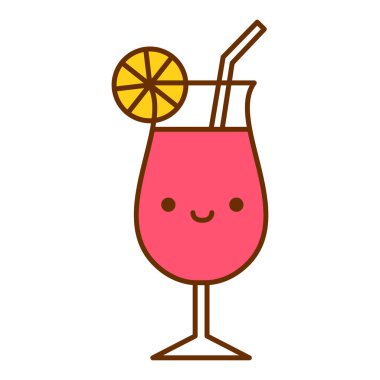 Karikatür sevimli kokteyl simgesi beyaz arka planda Izole