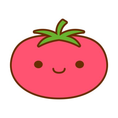 Karikatür sevimli domates simge beyaz arka planda Izole
