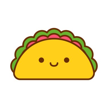 Karikatür sevimli taco Icon beyaz arka planda Izole