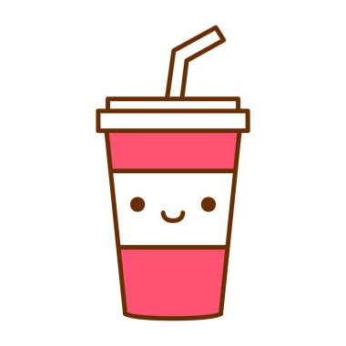 Karikatür sevimli soda fincan simge beyaz arka planda Izole