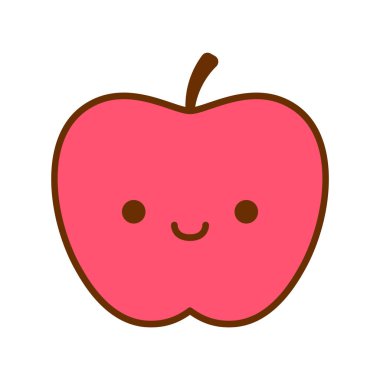 Karikatür sevimli Apple Icon beyaz arka planda Izole