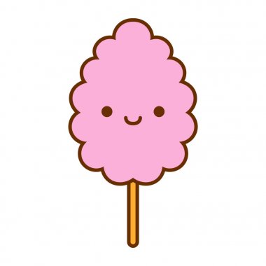 Karikatür sevimli pamuk şeker simgesi beyaz arka planda Izole