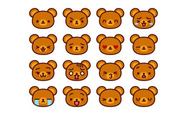 Sevimli karikatür Bear simgeler Izole set
