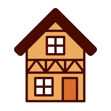 Karikatür geleneksel Avrupa evi emoji simge Izole