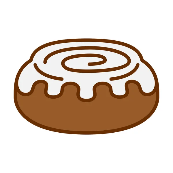 Cartoon Cinnamon Roll Icon Isolated On White Background — Stock Vector