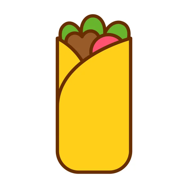 Cartoon Burrito Symbol isoliert auf weißem Hintergrund — Stockvektor