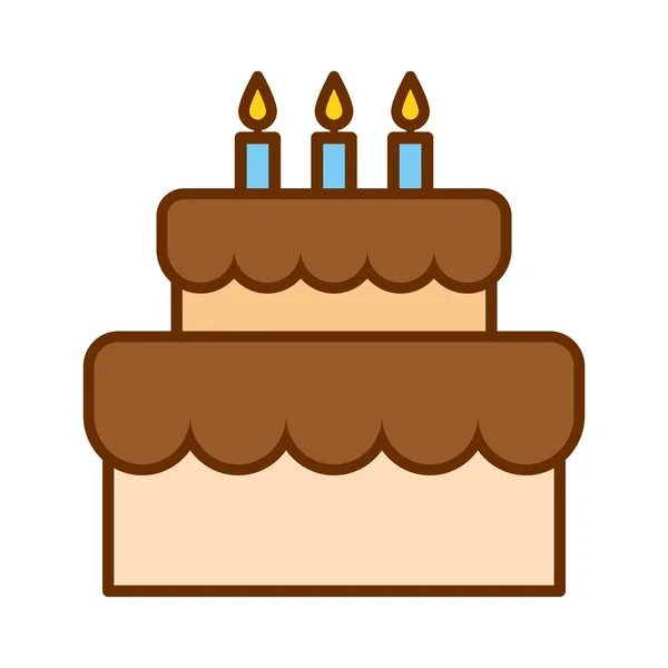 Kreskówka słodkie urodziny ciasto ikona izolowane na białym tle — Wektor stockowy