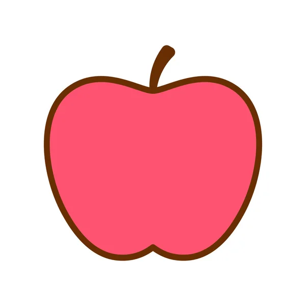 Icône de pomme mignonne bande dessinée isolé sur fond blanc — Image vectorielle