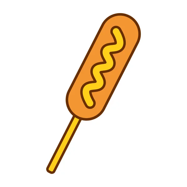 Ícone bonito do Corndog dos desenhos animados isolado no fundo branco — Vetor de Stock