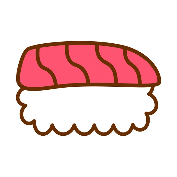 Icône de Sushi mignon de bande dessinée isolé sur fond blanc — Image vectorielle